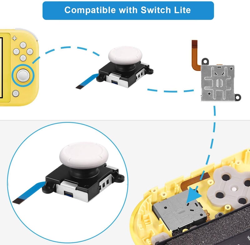 JAOYSTII Joycon Joystick Replacement 4 Pack, 3D Replacement Joystick Analog for Nintendo Switch Joycon, Left/Right Thumb Stick with Thumbstick Grips - Image 3